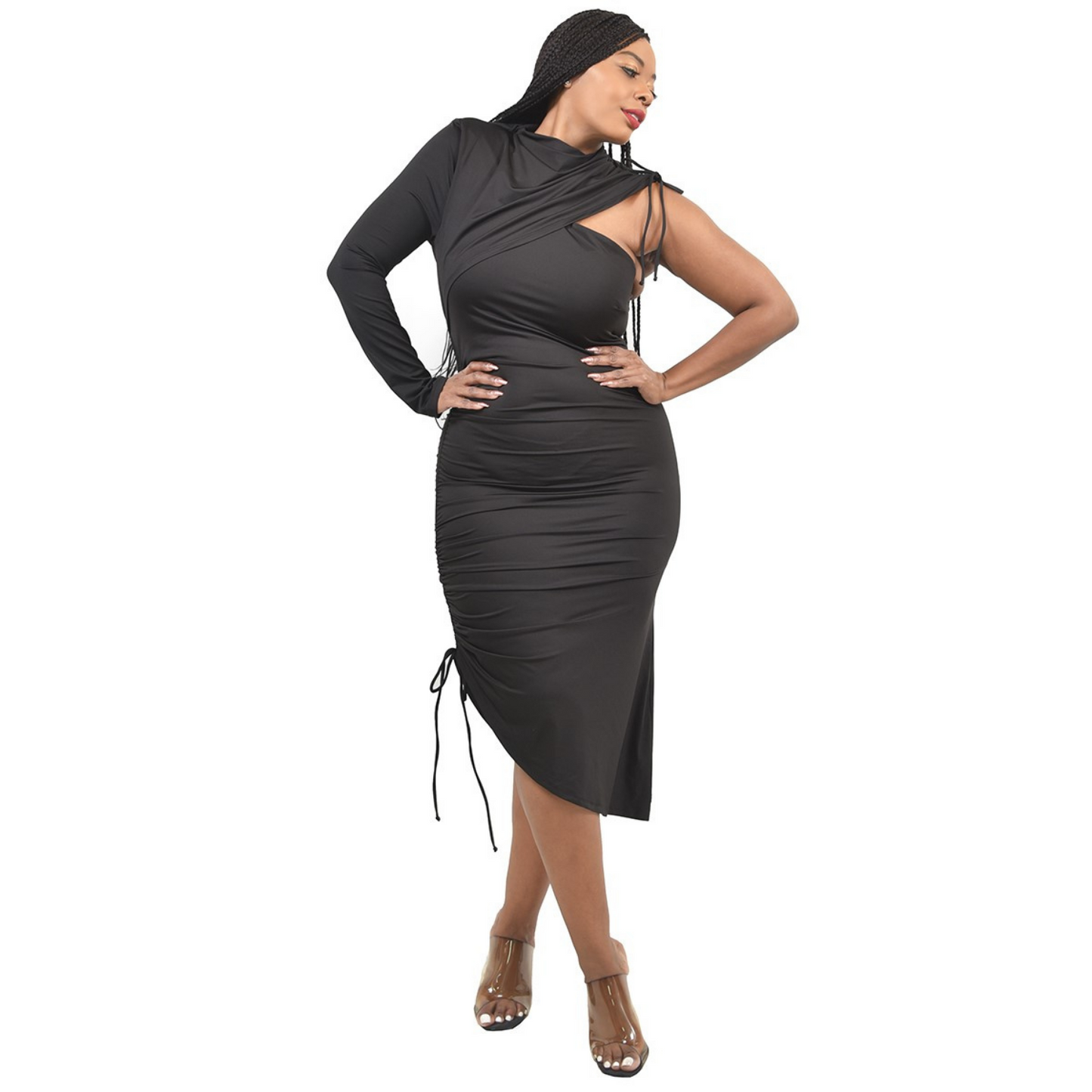 Elegant Asymmetry Plus-Size Dress 🖤