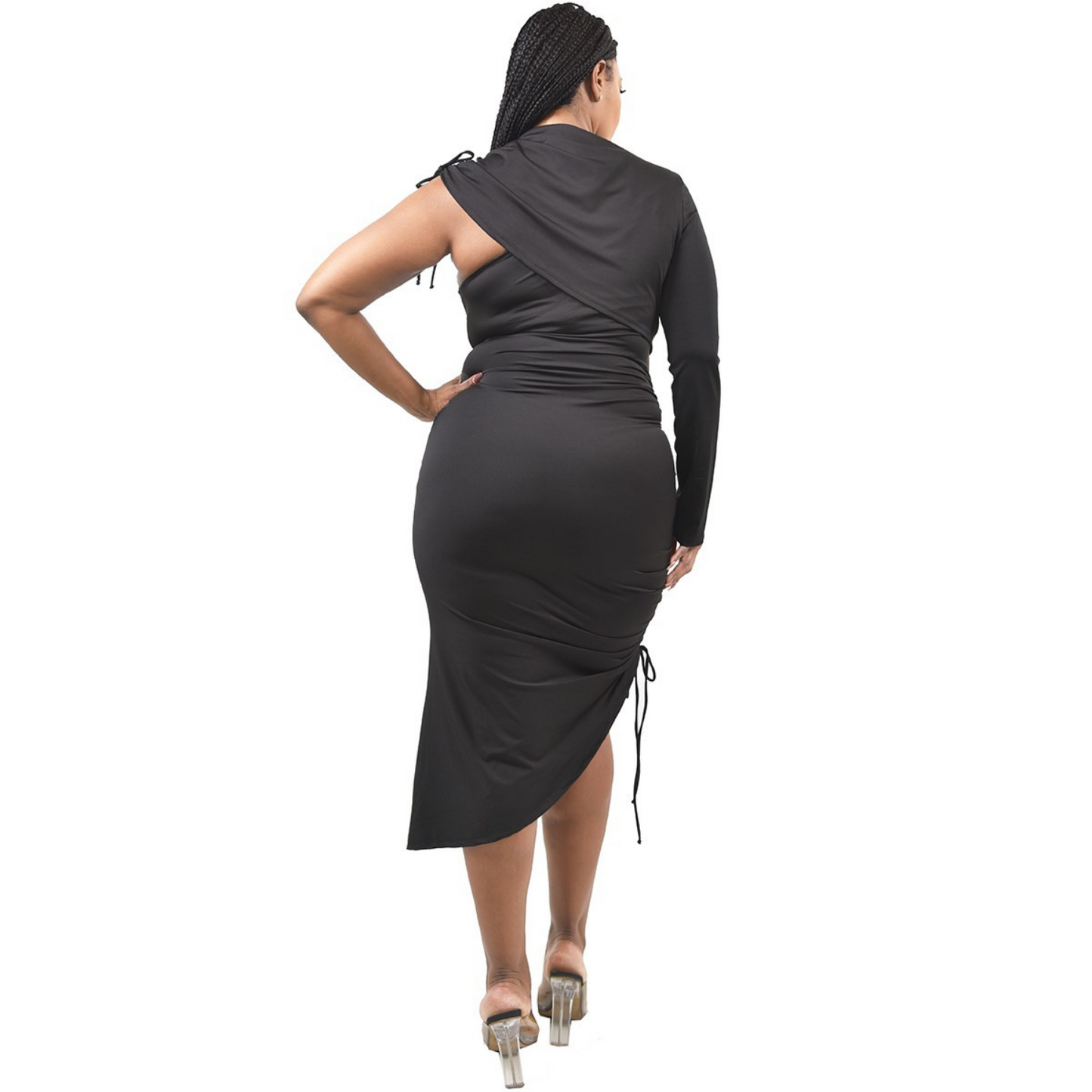 Elegant Asymmetry Plus-Size Dress 🖤