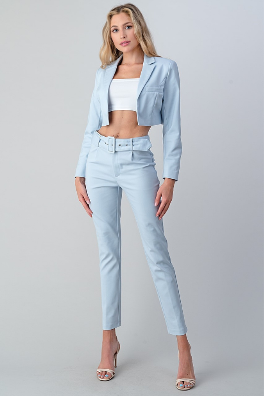 Sky Serenity Cropped Blazer Set 💼🌤️