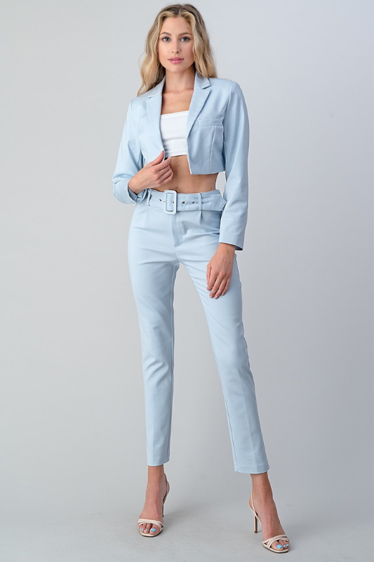 Sky Serenity Cropped Blazer Set 💼🌤️