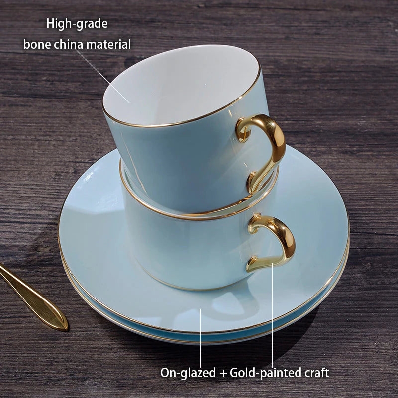 Sapphire & Gilt Bone China Drinkware Ensemble