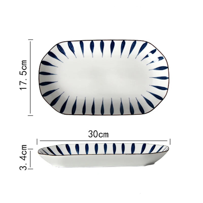 Oval Japanese Ceramic Sushi & Dessert Plate Set