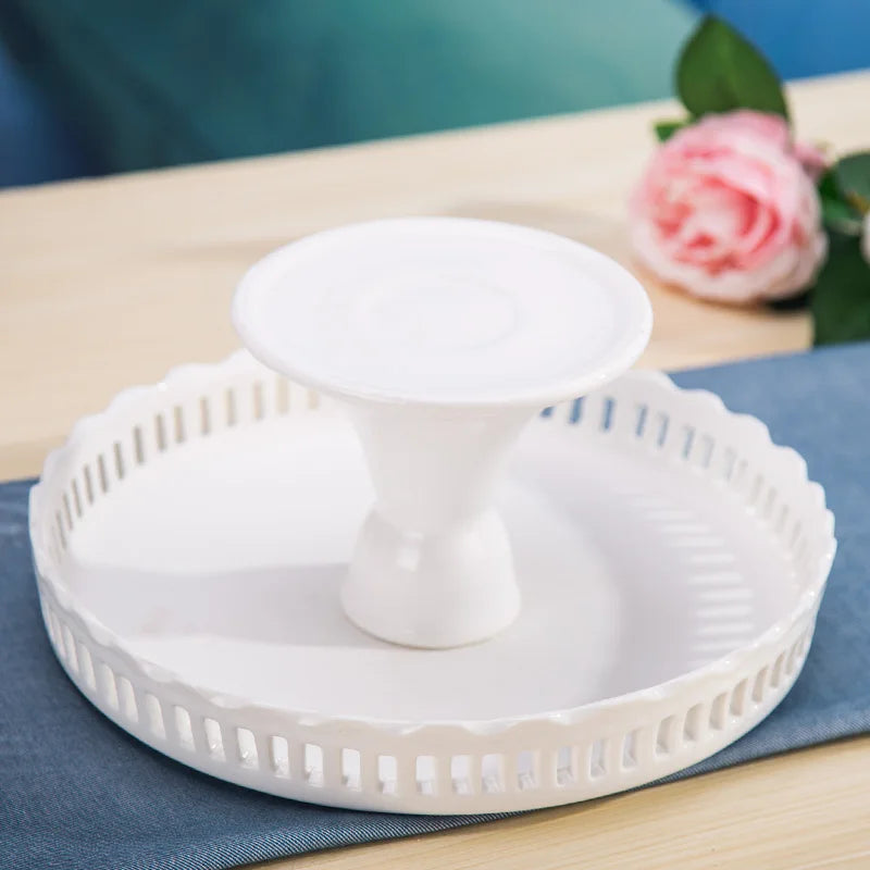 10'' Ceramic Elegance Cake Stand - Porcelain Dessert Display for High Tea