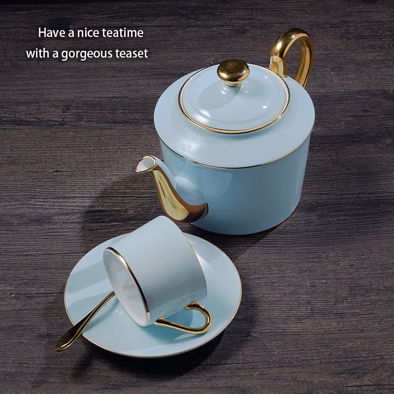 Sapphire & Gilt Bone China Drinkware Ensemble