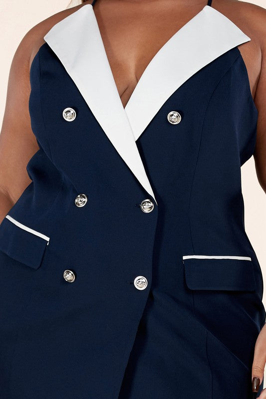 Sailor Chic Plus-Size Dress 🌊⚓ – Commanding Confidence