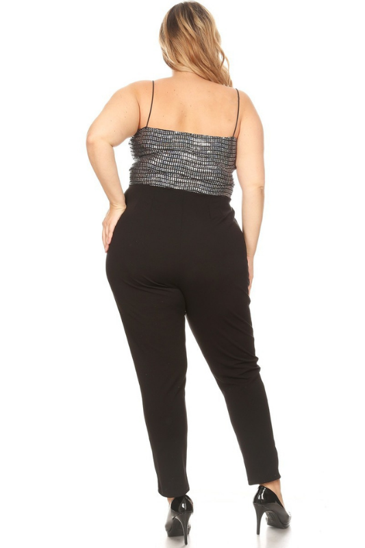 Glitter Glam Plus-Size Jumpsuit ✨ – Shine with Confidence