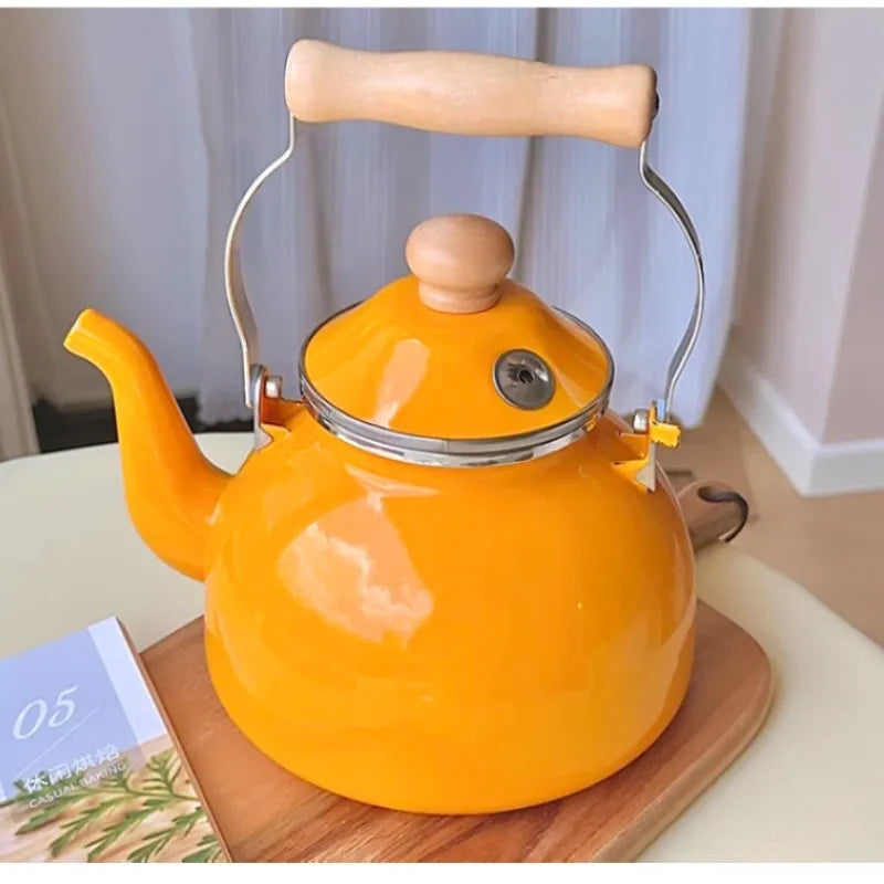 Vintage Charm Enamel Whistling Teapot