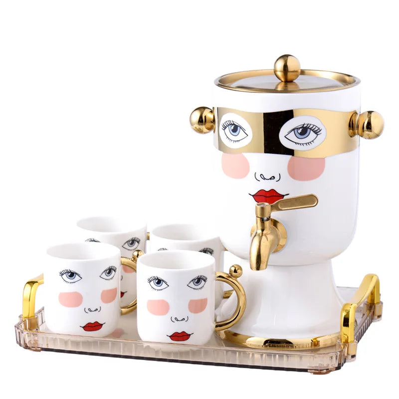 Nordic Chic Ceramic Water Dispenser & Cup Set