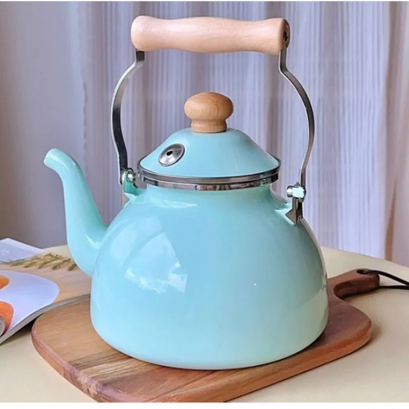 Vintage Charm Enamel Whistling Teapot