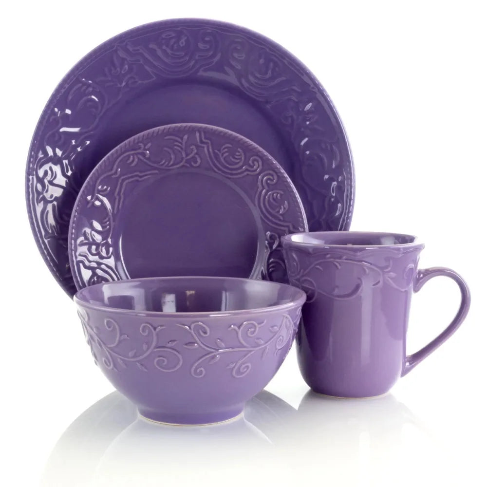 Stoneware Elegance: 16-Piece Artisan Dinnerware Collection