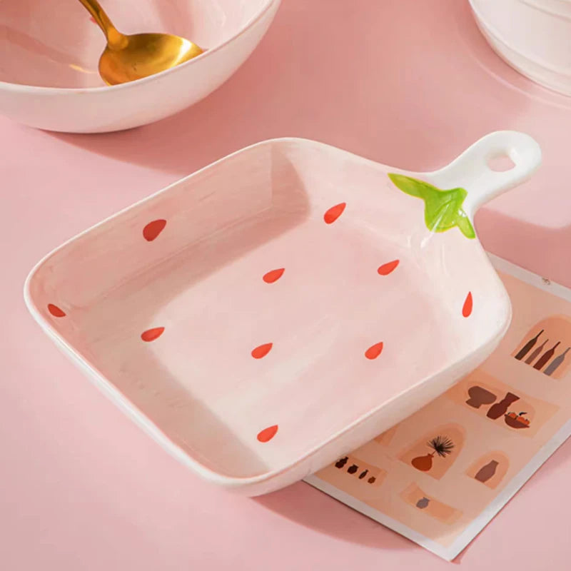 Strawberry Bliss Hand-Painted Ceramic Soup Bowl