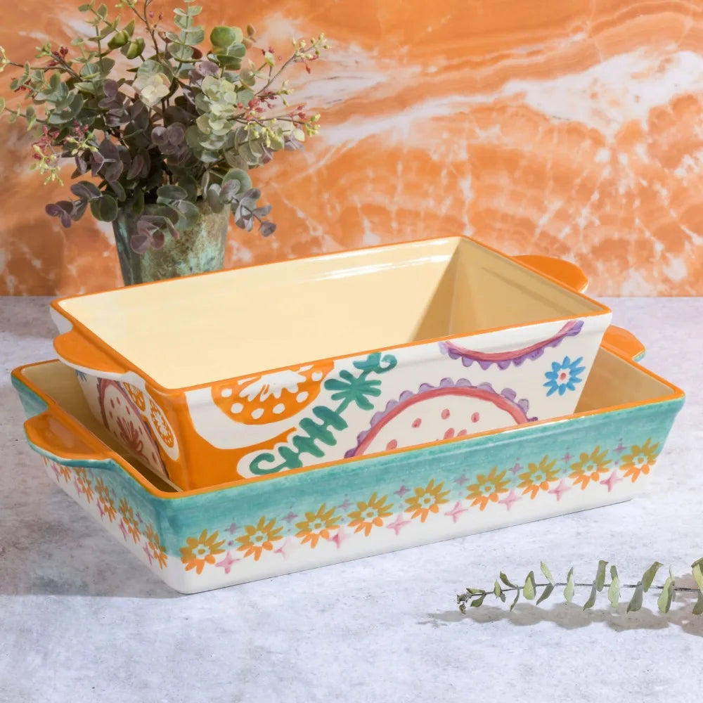 Saffron Elegance 2-Piece Stoneware Bakeware Collection