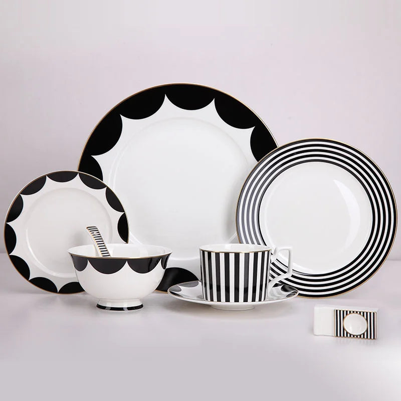 Geometric Elegance Bone China Dinnerware Set