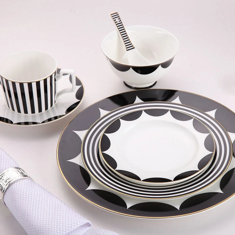 Geometric Elegance Bone China Dinnerware Set