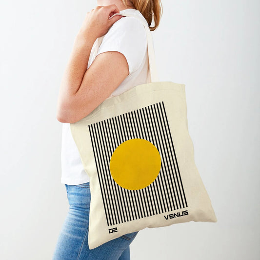 Bauhaus Bliss: Vintage Art-Inspired Supermarket Shopper Canvas Bag