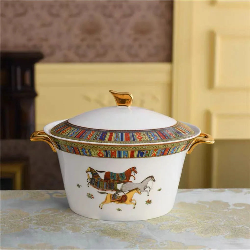 Luxury Bone China Multi-Purpose Soup Pot - Elegant Gift