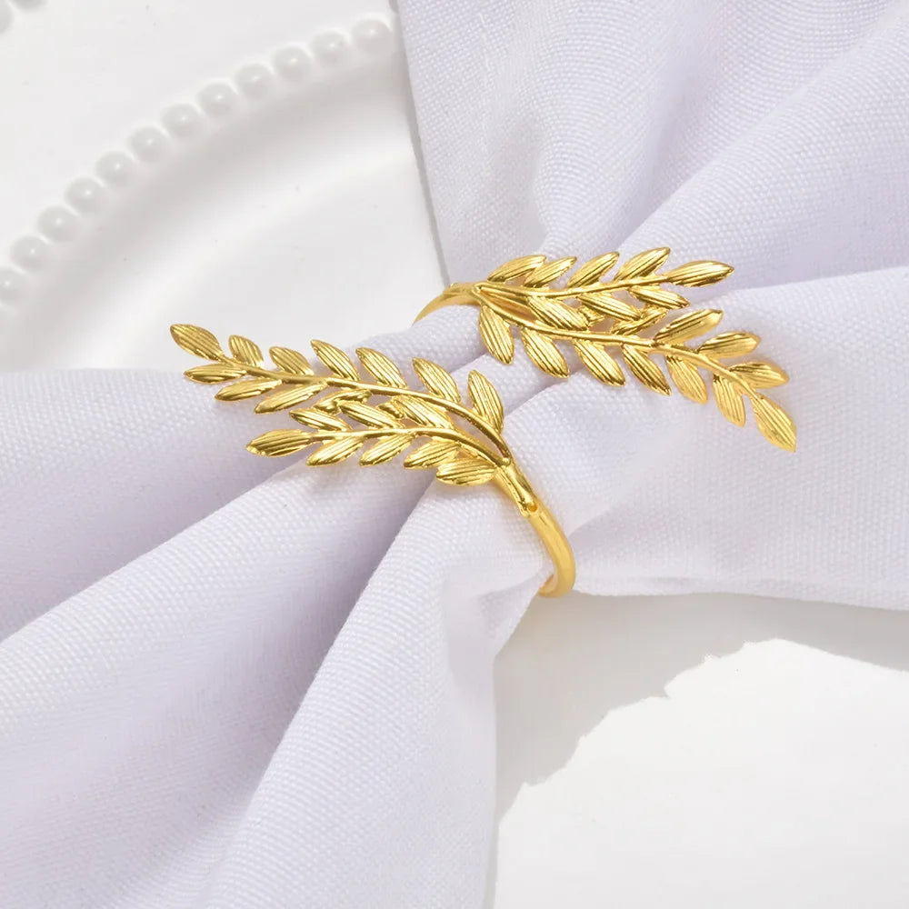 156 Pcs Autumn Gold Leaf Napkin Rings