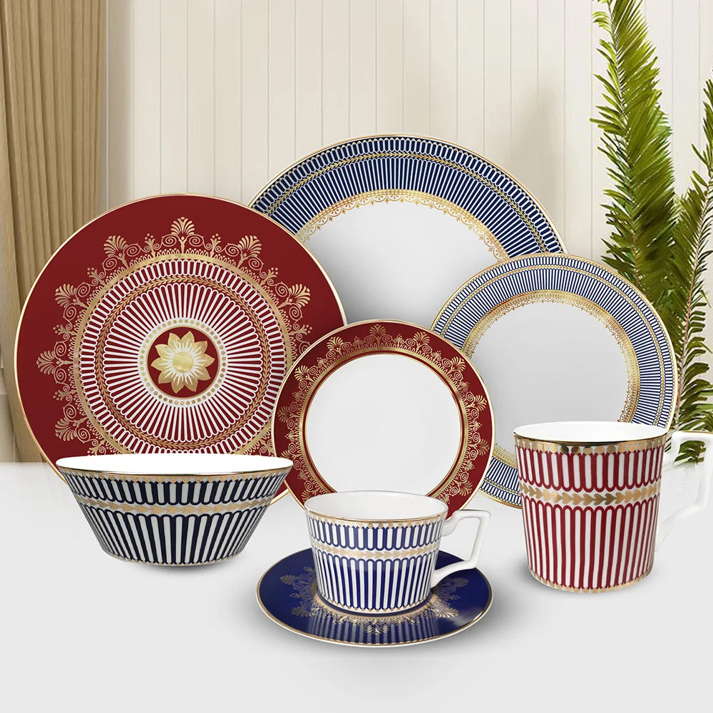 Elegant European Bone China Dining Ensemble