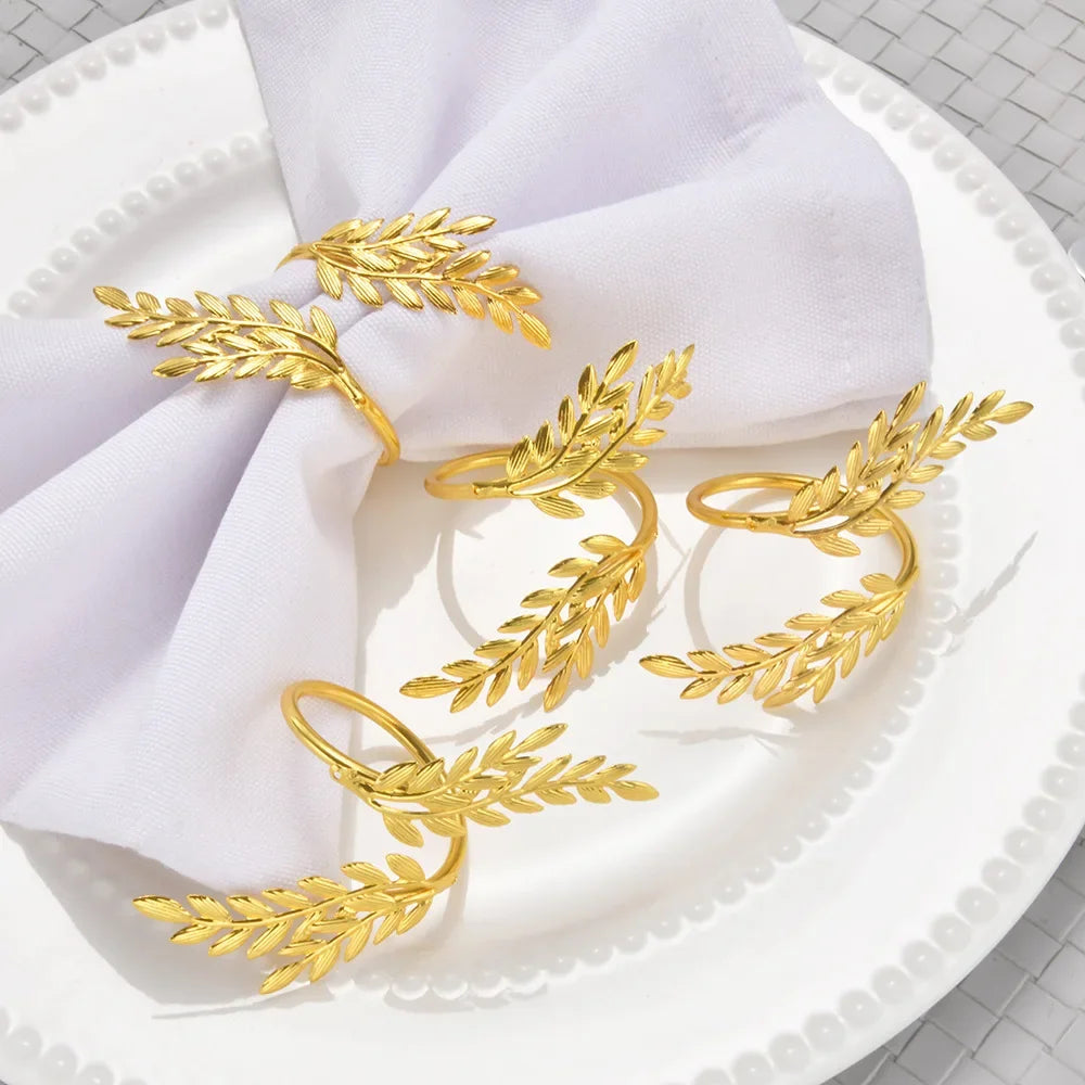 156 Pcs Autumn Gold Leaf Napkin Rings