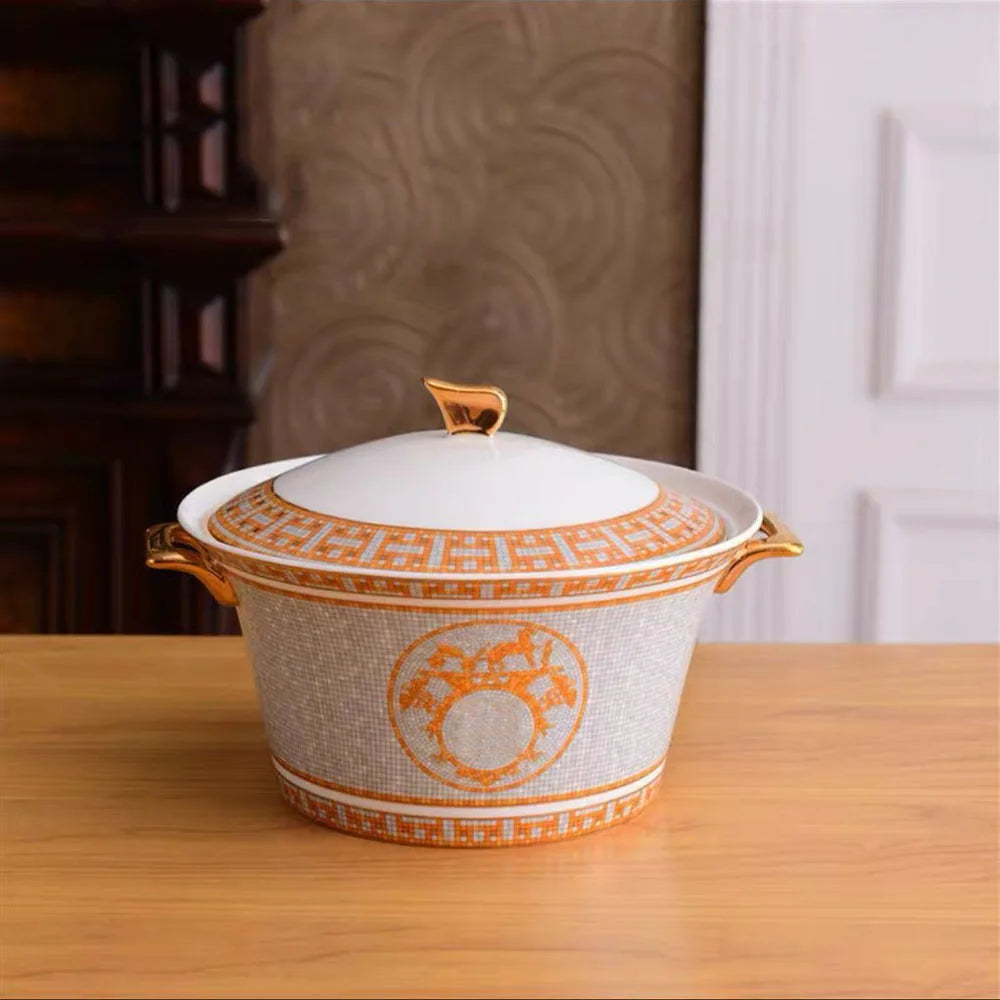 Luxury Bone China Multi-Purpose Soup Pot - Elegant Gift