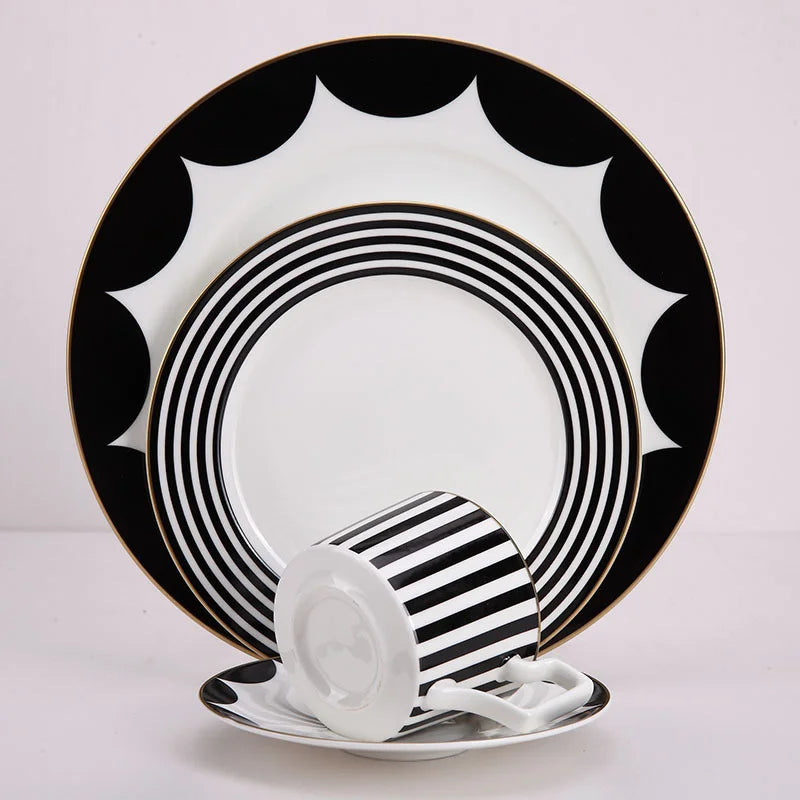 Geometric Elegance Bone China Dinnerware Set