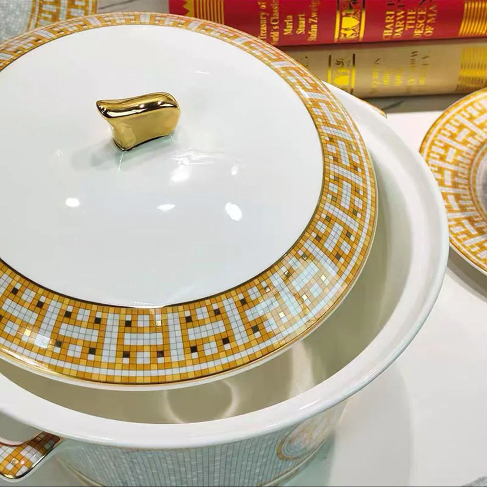 Luxury Bone China Multi-Purpose Soup Pot - Elegant Gift