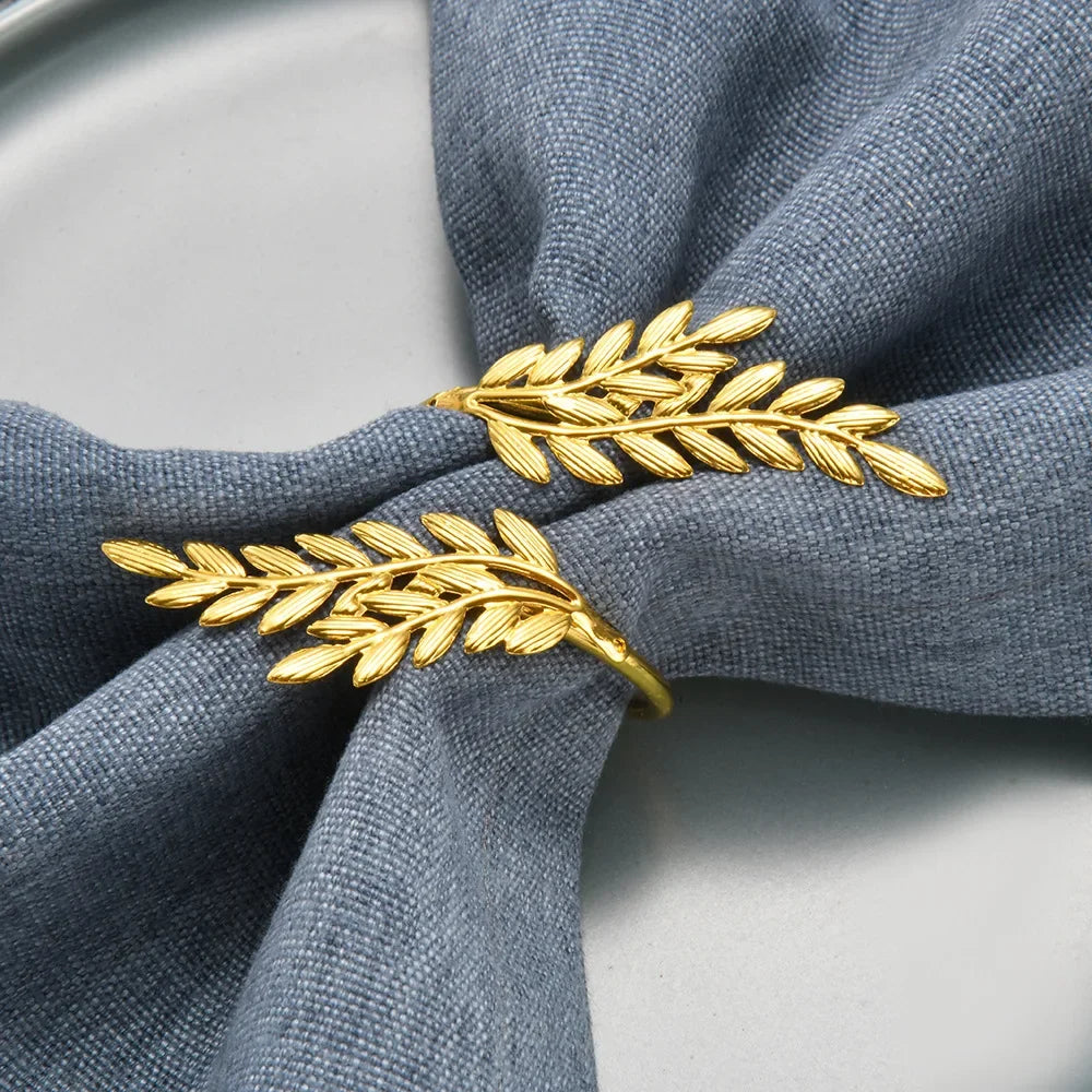 156 Pcs Autumn Gold Leaf Napkin Rings