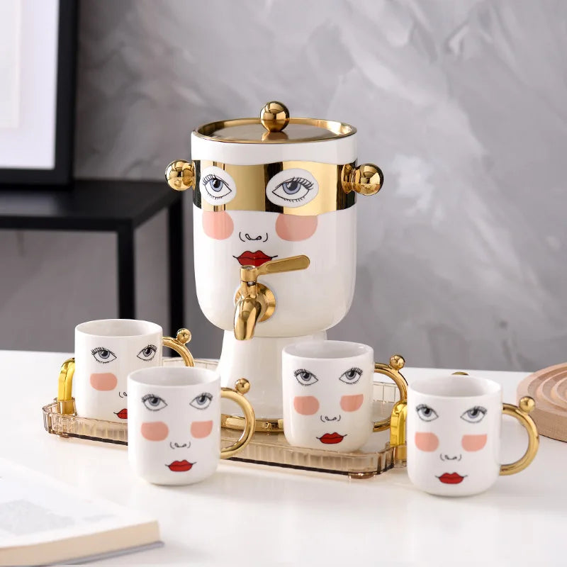 Nordic Chic Ceramic Water Dispenser & Cup Set