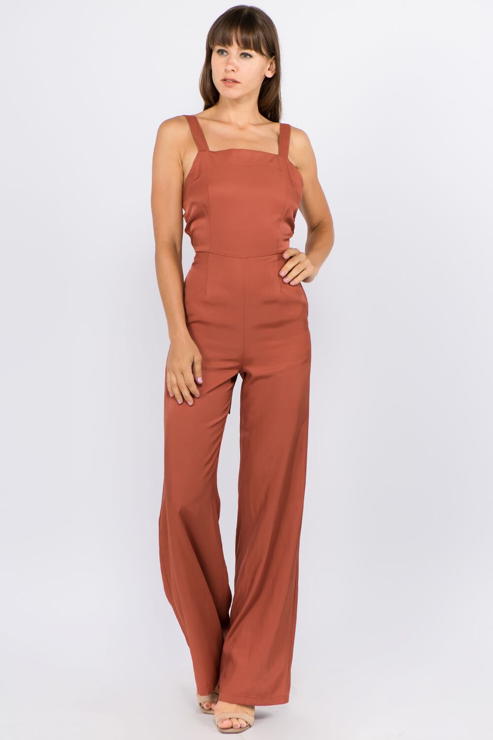 Chic Sienna Brown Halter Jumpsuit