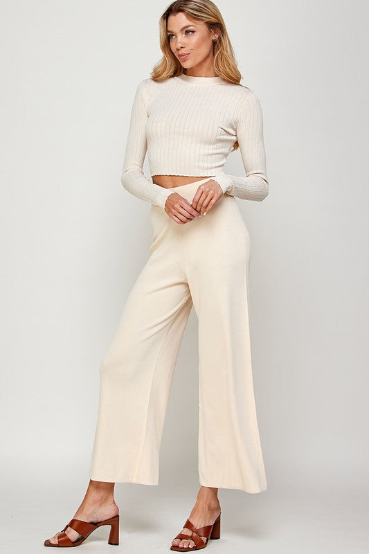 Solid Knit Cropped Pants