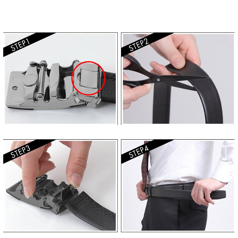 Men's Genuine Leather Belt With Automatic Fashion Buckle