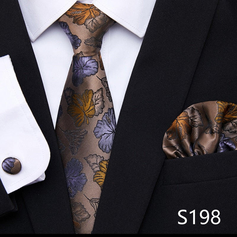 Silk Neck Tie Handkerchief & Cuff Link Set