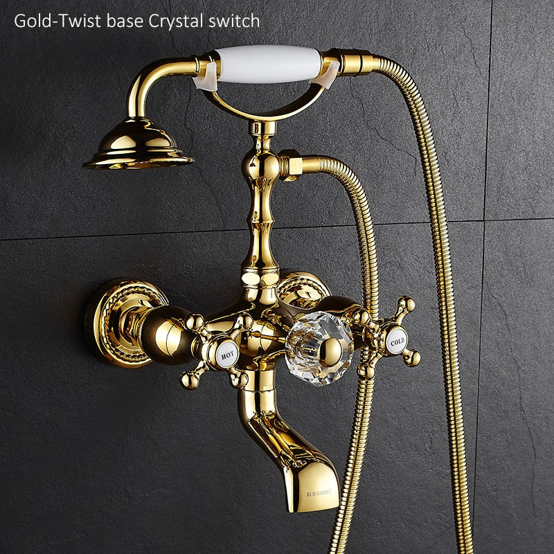 Luxury Antique Crystal Handle Brass Faucet