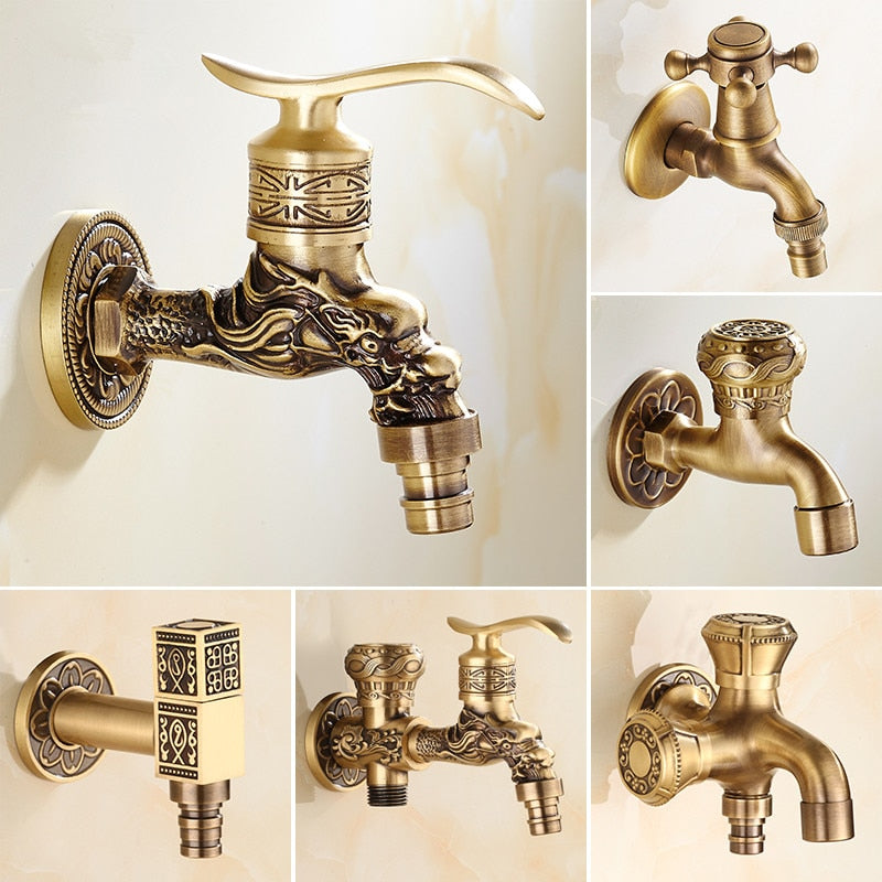 Antique Design Brass Outdoor Garden Laundry Room Faucet