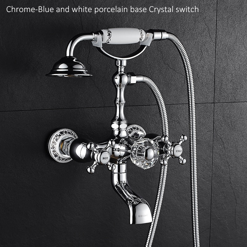 Luxury Antique Crystal Handle Brass Faucet