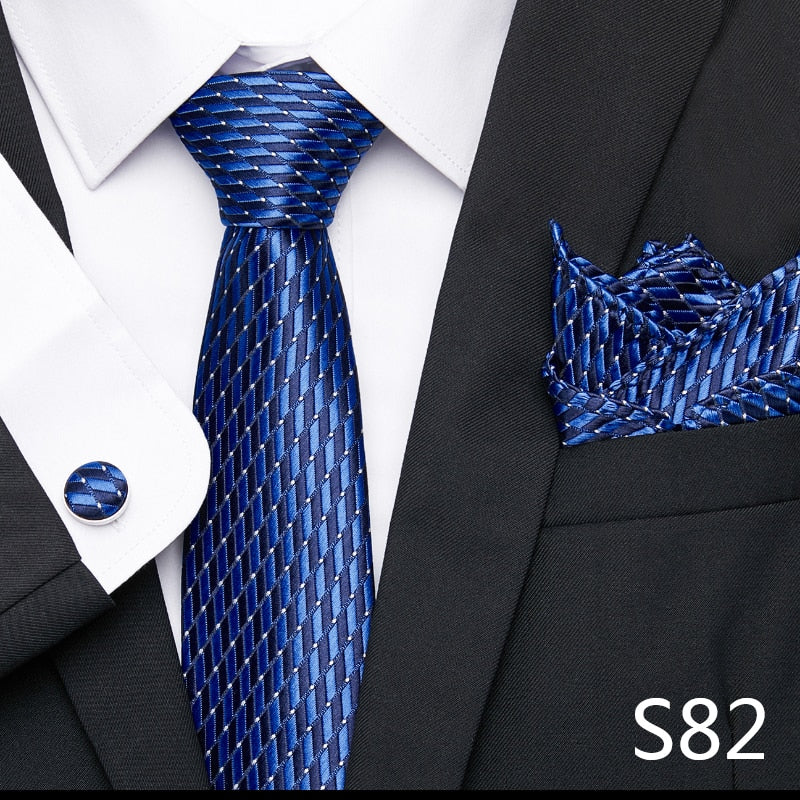 Silk Neck Tie Handkerchief & Cuff Link Set