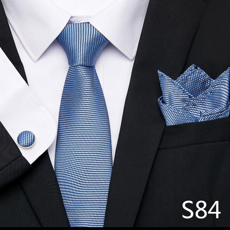 Silk Neck Tie Handkerchief & Cuff Link Set