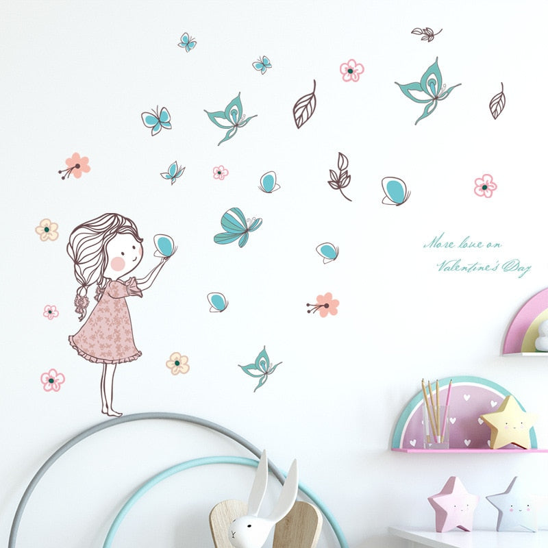 Flowers and Butterflies Kids Wall Art Mural