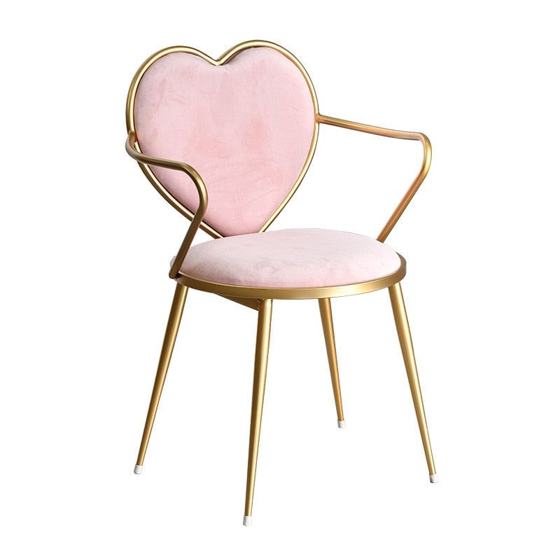 Velvet Heart-Shaped Metal Chair