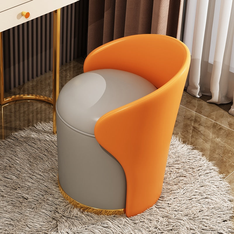 Stylish Home Leather Makeup Stool Ottoman