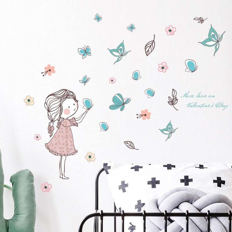 Flowers and Butterflies Kids Wall Art Mural