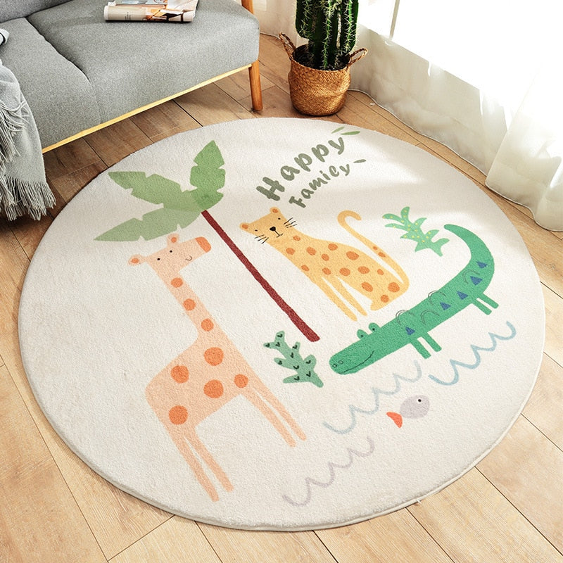 Kids Decor Round Cashmere Non Slip Rugs