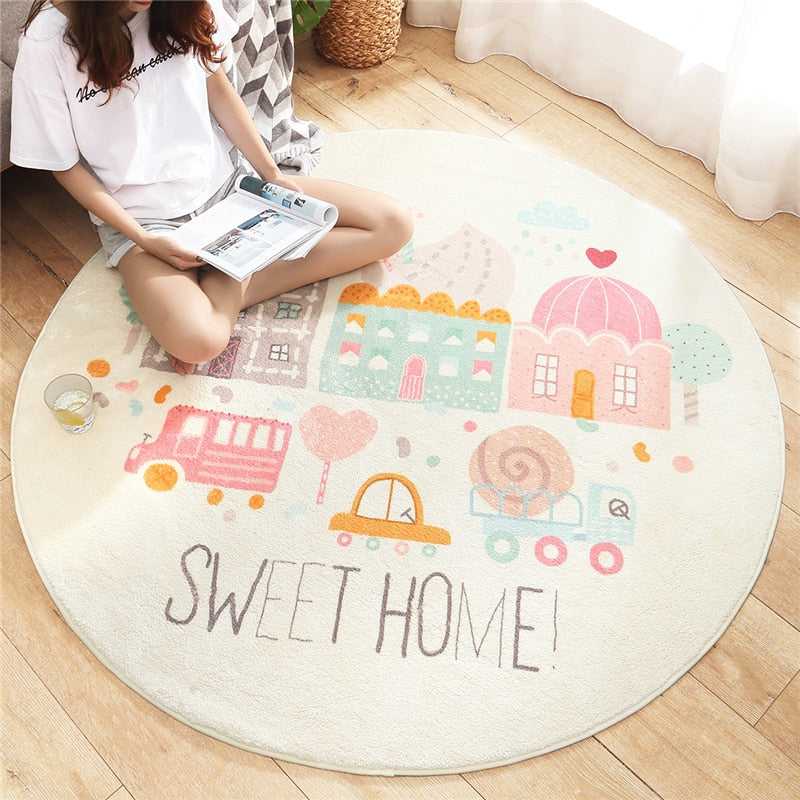 Kids Decor Round Cashmere Non Slip Rugs