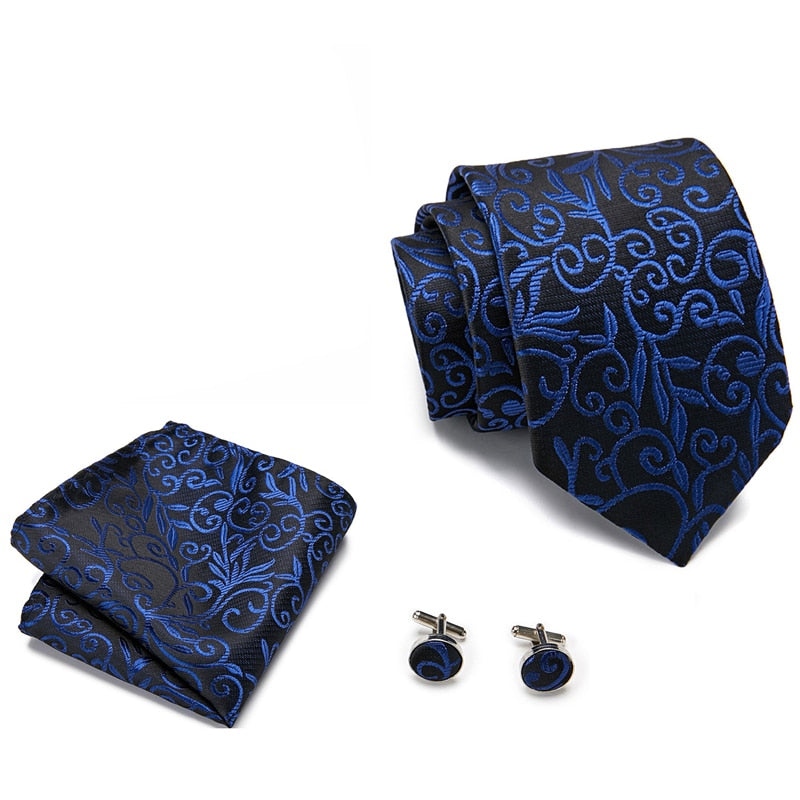 Silk Neck Tie Handkerchief & Cuff Link Set