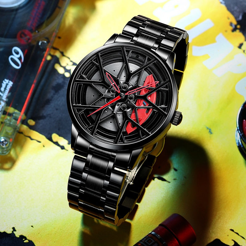 Men's Hub Cap Style Rugged Design Watch