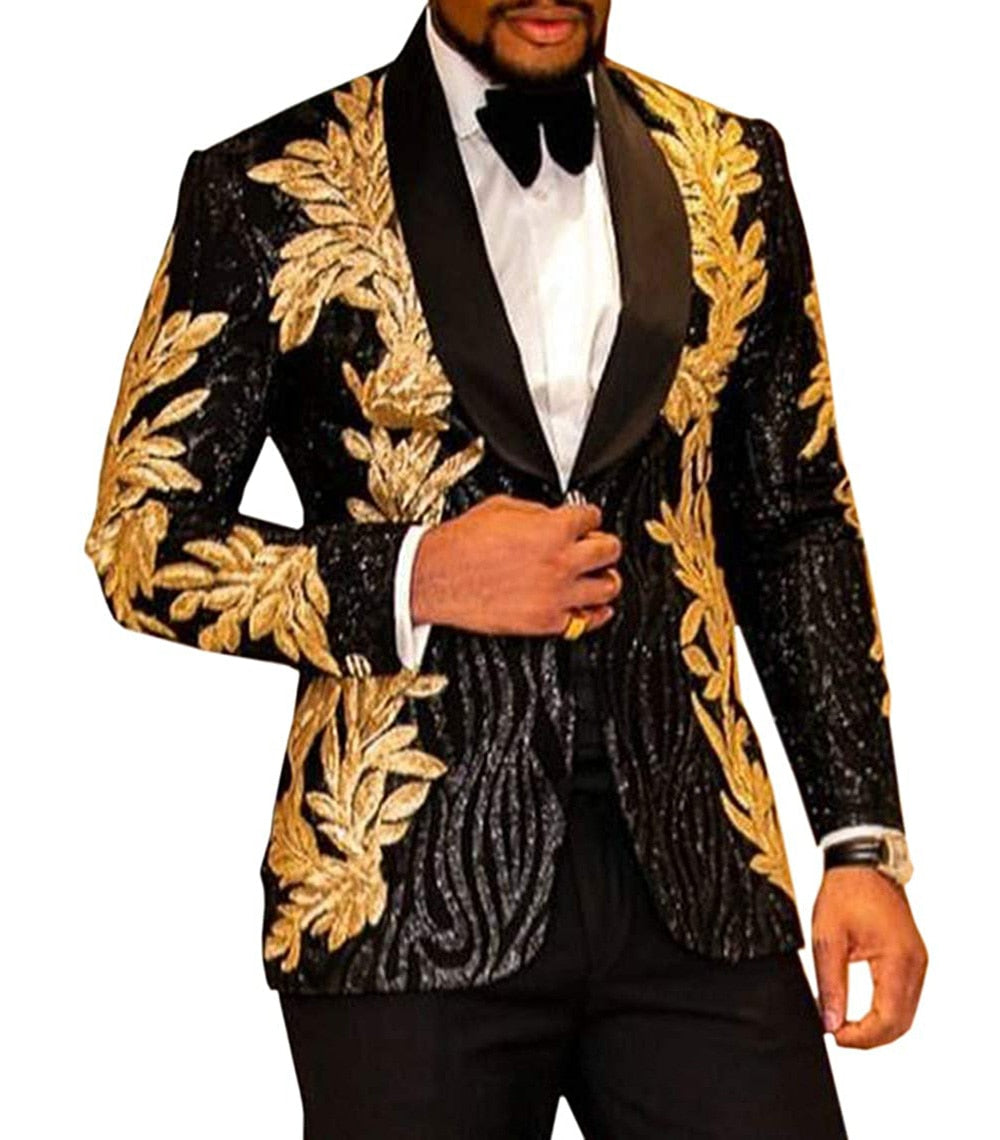 Men's Two Piece Blazer & Pants Sequin Suit