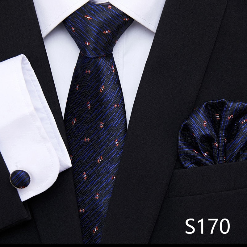 Silk Neck Tie Handkerchief & Cuff Link Set