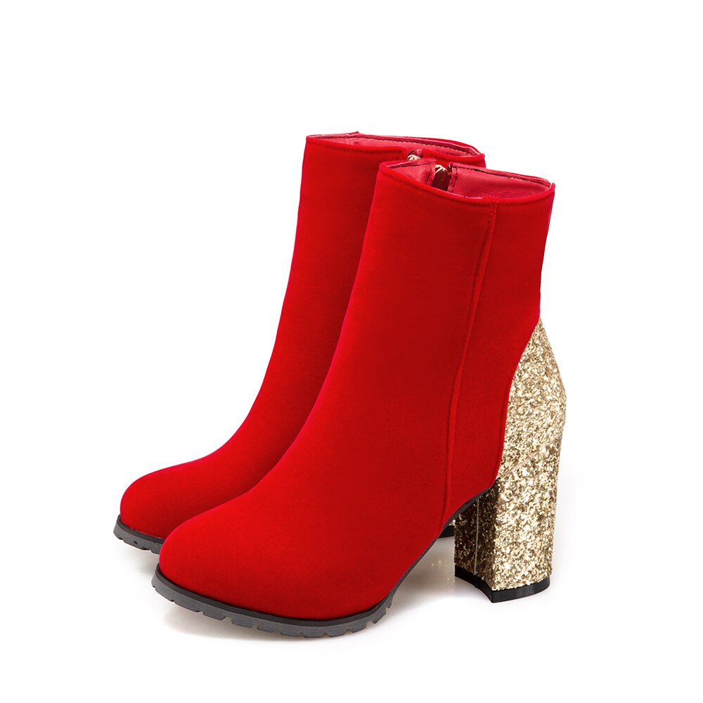 Women's Glitter Heel Ankle Boots