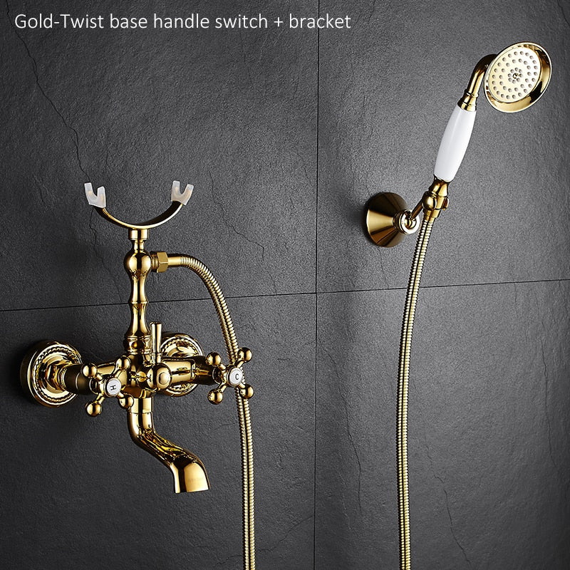 Luxury Antique Crystal Handle Brass Faucet