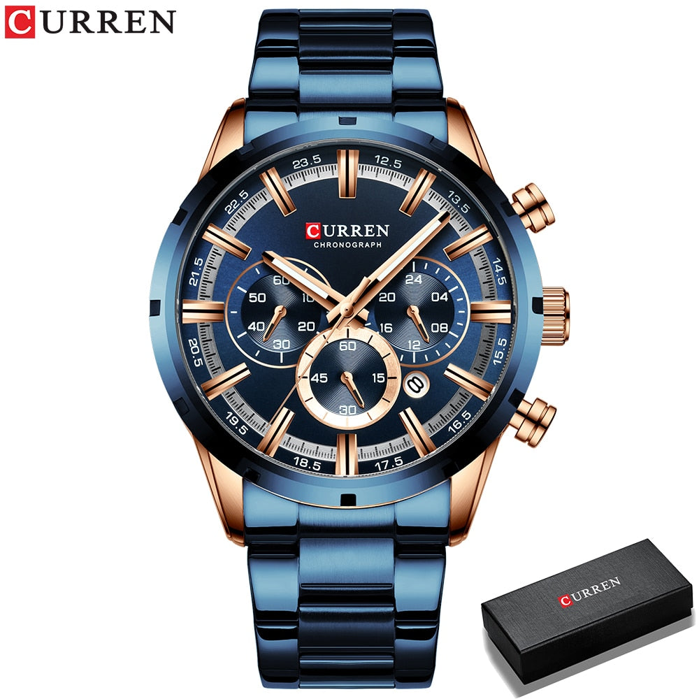 Luxury Blue Dial Wrist Wear For Men